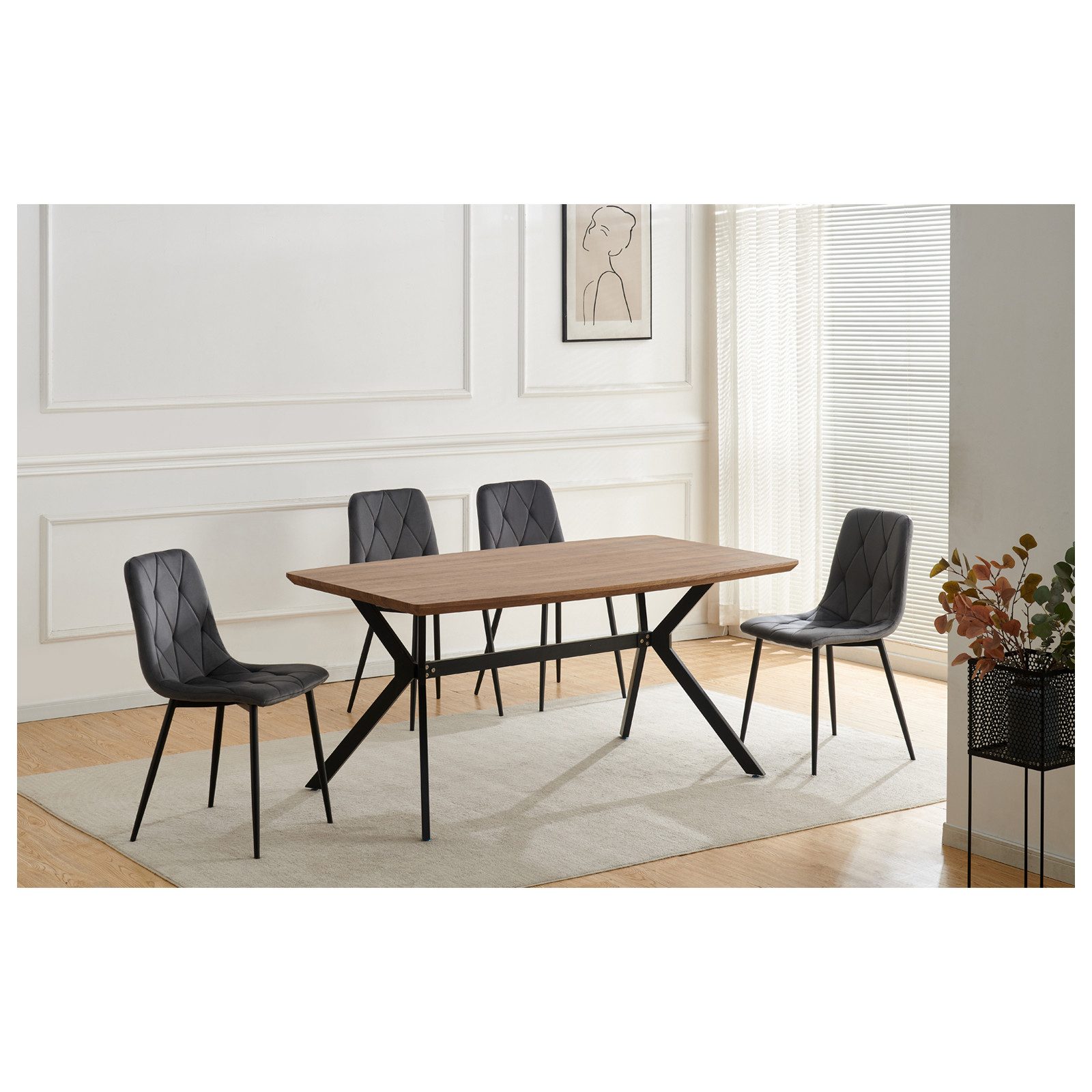 HTI-Living Esszimmerstuhl Stuhl Mesa Eco 4er-Set Velvet Grau (Set, 4 St), E günstig online kaufen