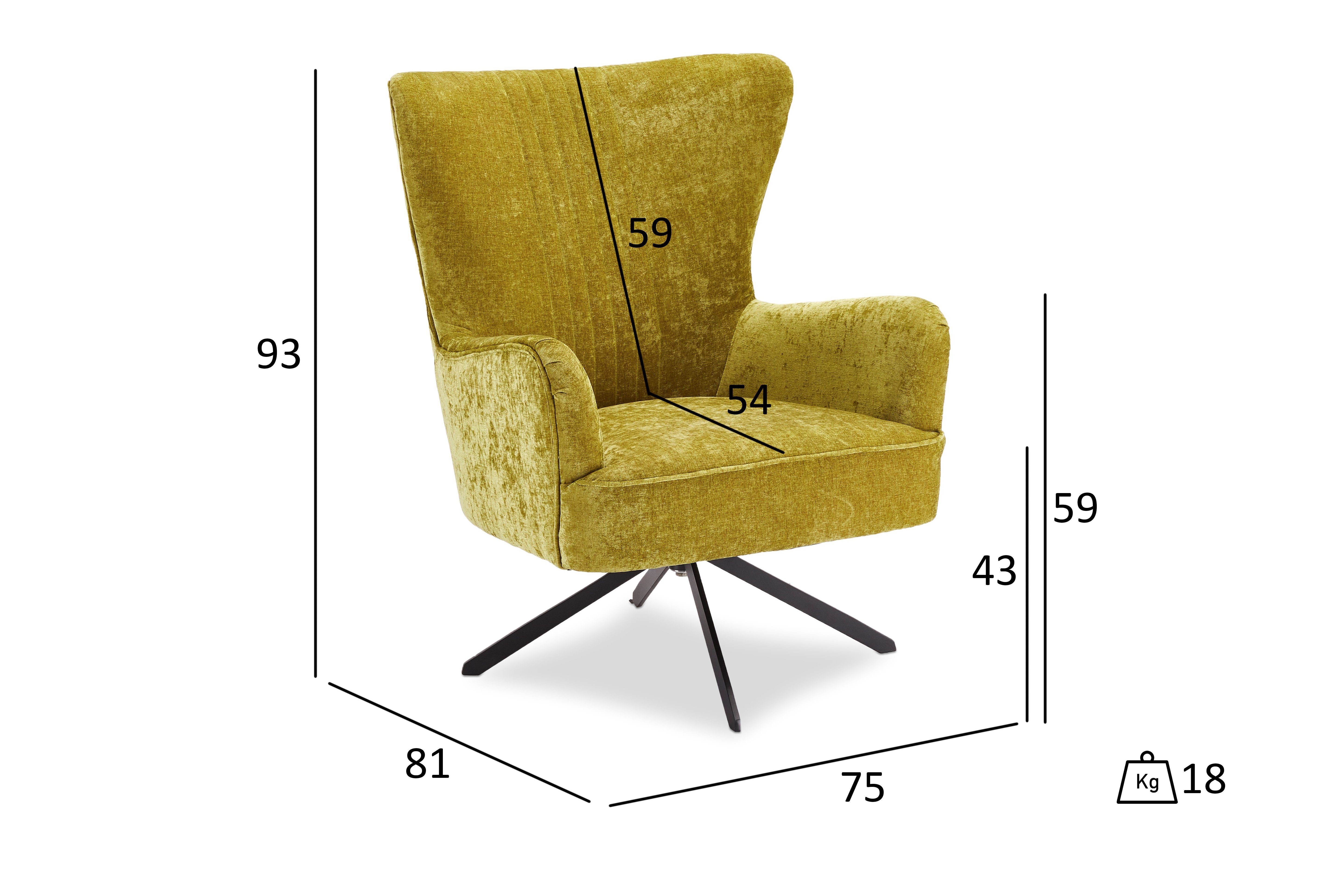 Metall Sessel schwarz. mit Bobby (1-St) grün, Drehfuss, Relaxsessel ebuy24
