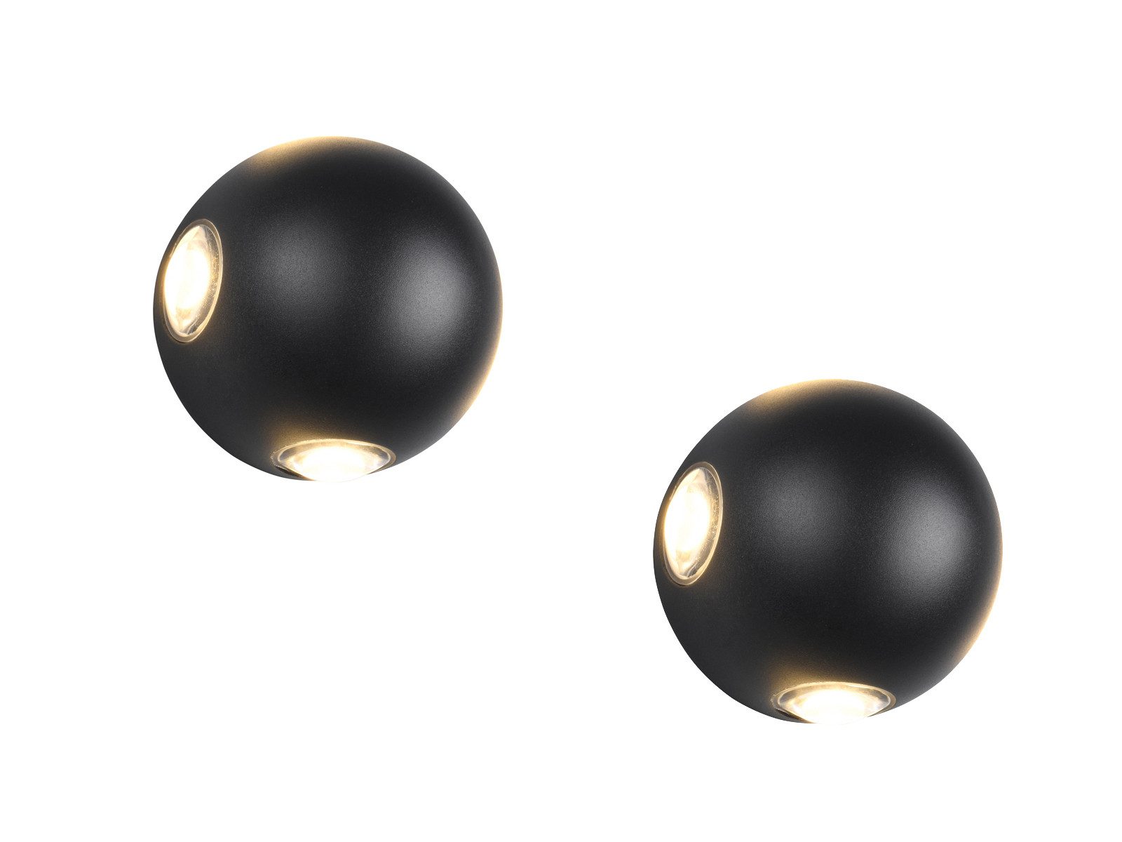 TRIO Leuchten LED Außen-Wandleuchte, LED fest integriert, Warmweiß, 2er SET kleine Außenleuchten Wand, Up Down Fassadenbeleuchtung Ø 10cm