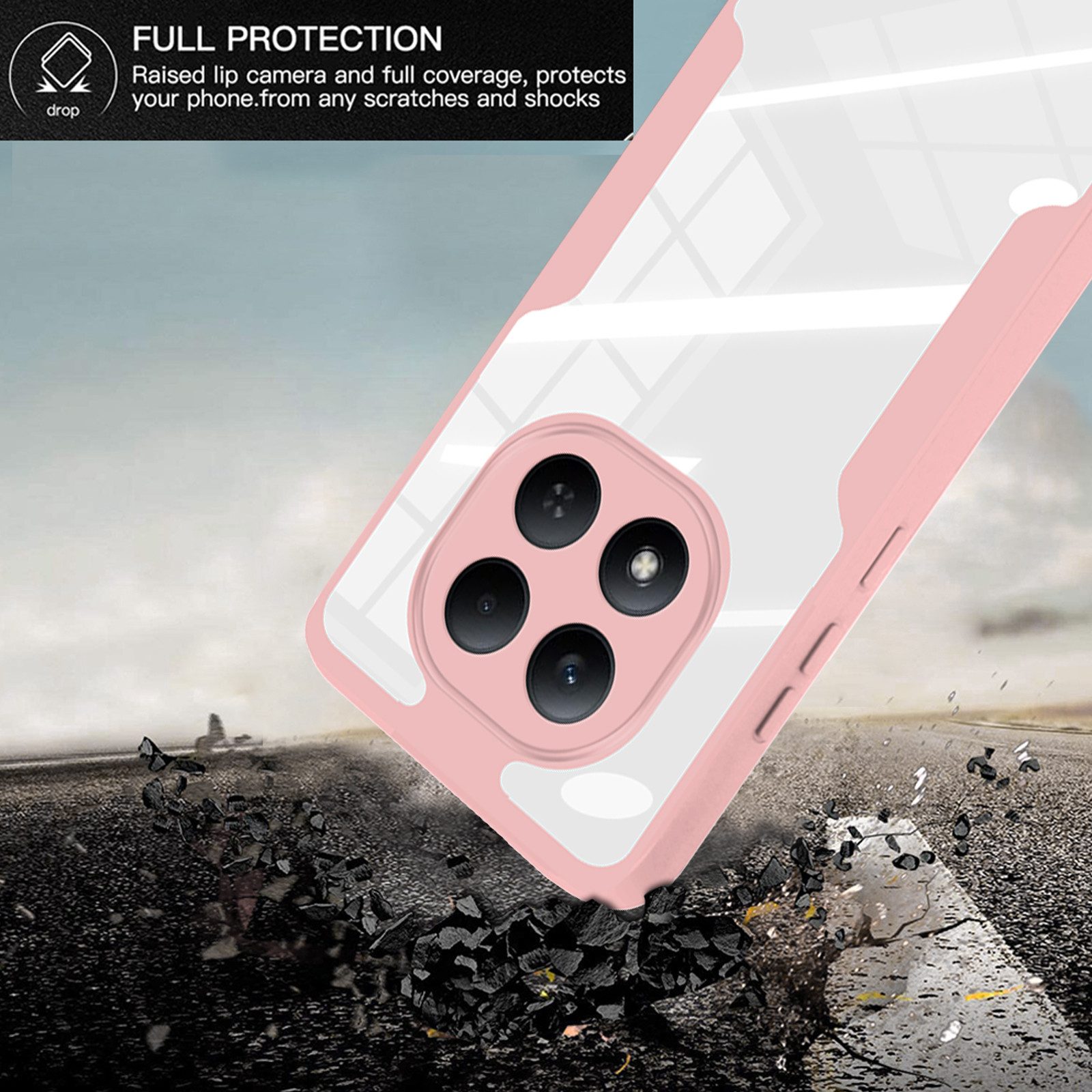 betterfon Handyhülle für Xiaomi Redmi Note 15 Pro+ / Poco M8 Pro 5G, 360° mit Dispayfolie, Vollschutz Case mit integriertem Displayschutz und klarer Sicht