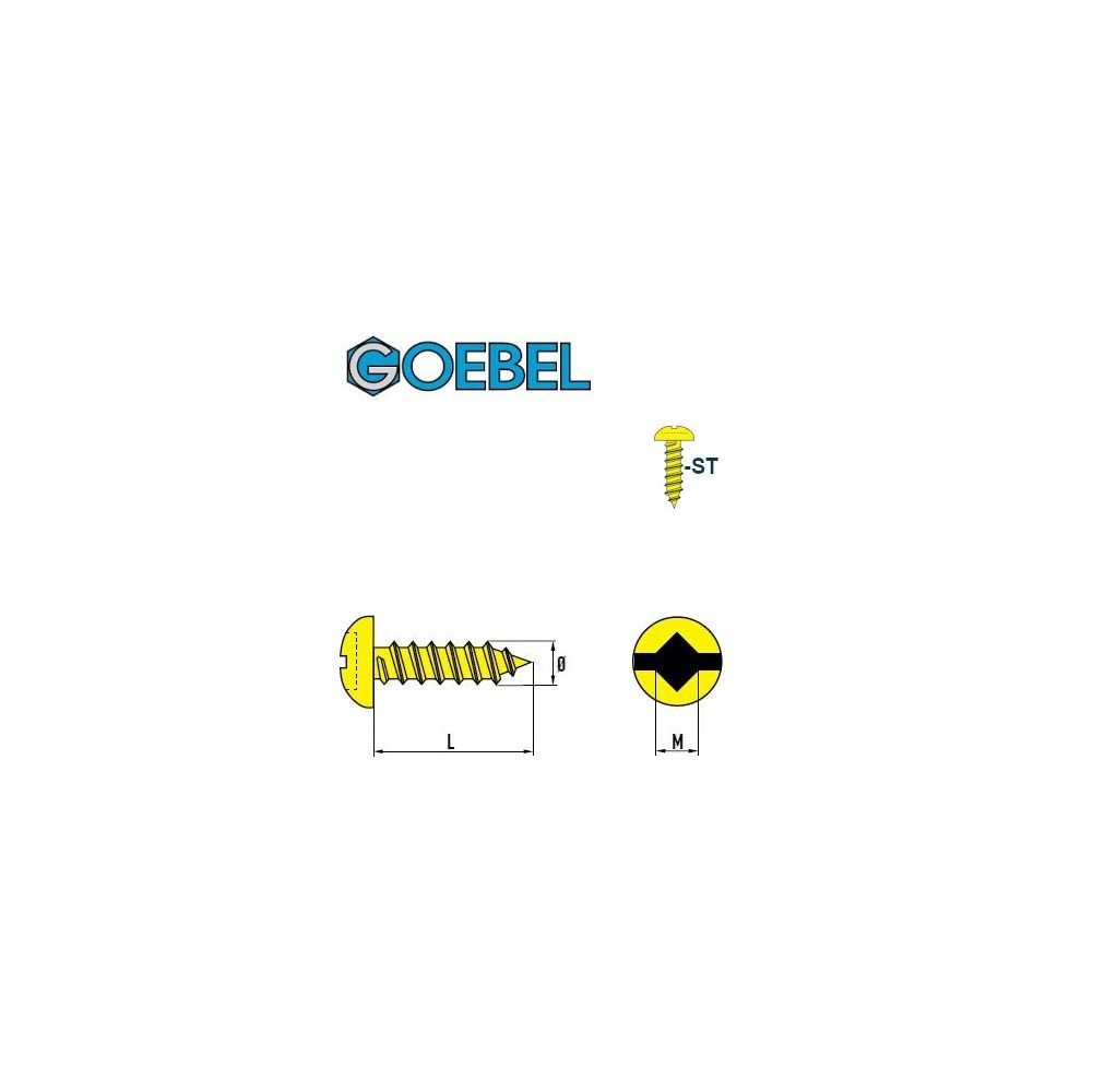 GOEBEL GmbH Blechschraube 1710148160, (1000Stück - Verwendung 1000 4,8 Gewerbliche verzinkt, x (SQ) - St), mit 16 Stahl Längsschlitz private – Innenvierkant mm für Linsenkopf - Profi-Industrie-Qualität - Blechschrauben und