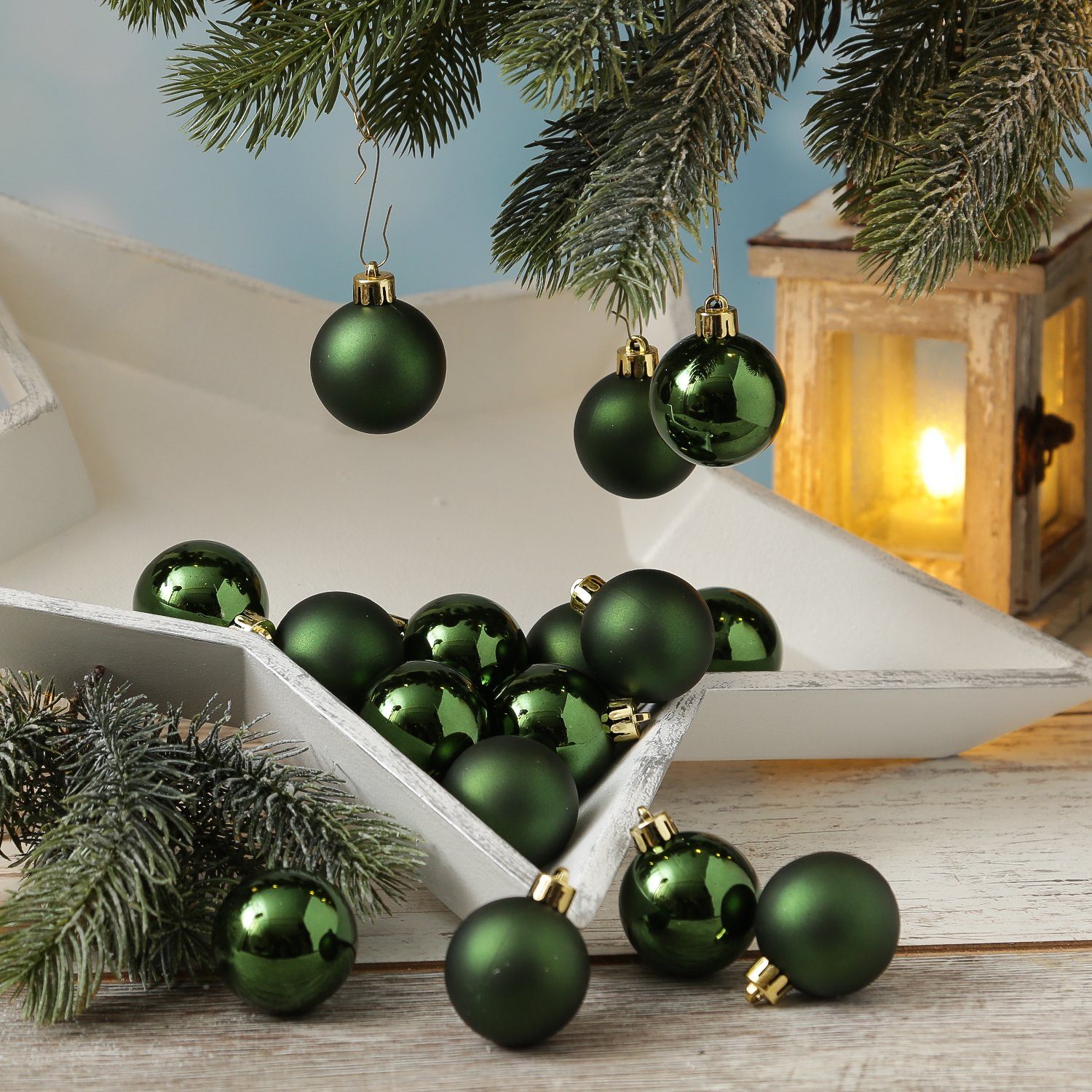 MARELIDA Weihnachtsbaumkugel Christbaumkugeln Weihnachtskugeln bruchfest 4cm grün 16er Set (16 St)
