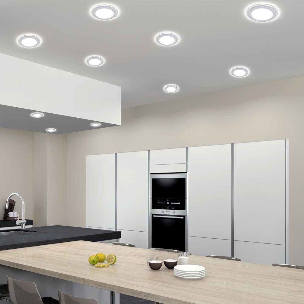 LED etc-shop Spot Einbaustrahler, Wohn fest LED Strahler Zimmer verbaut, LED-Leuchtmittel Set Warmweiß, 4er Lampen Einbau Flur Beleuchtung
