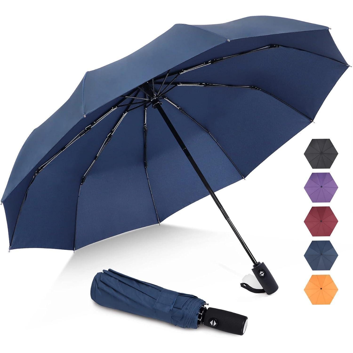 Taschenregenschirm Regenschirm Taschenschirm Automatik Sturmfest 10 Rip Saphir