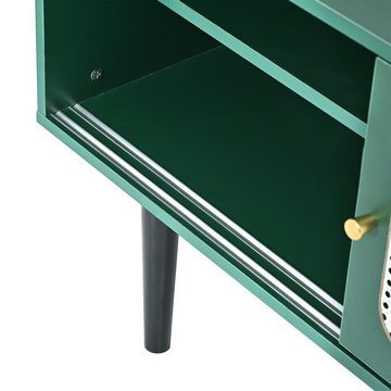 EXTSUD Stilvoller TV-Ständer mit Rattan-Schiebetüren und Schubladen TV-Ständer, (Verstellbarer Lagerraum geräumige Schubladen elegantes webendes Design)
