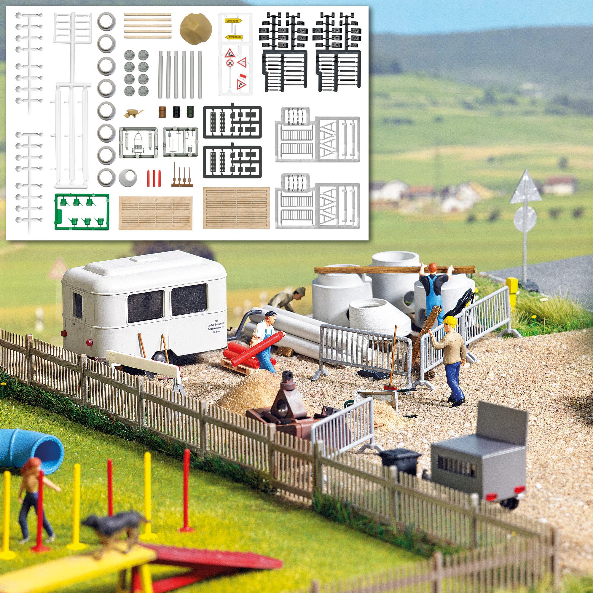Busch Modelleisenbahn-Baustelle Busch H0 1044 Ausgestaltungs-Set "Straßensanierung" mit vielen Decals