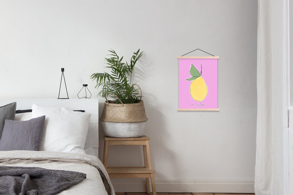 Pastell, Obst für MuchoWow (1 St), Magnetisch Zitrone Textilposter - - Bilderleiste, Posterleiste, Wohnzimmer, Poster