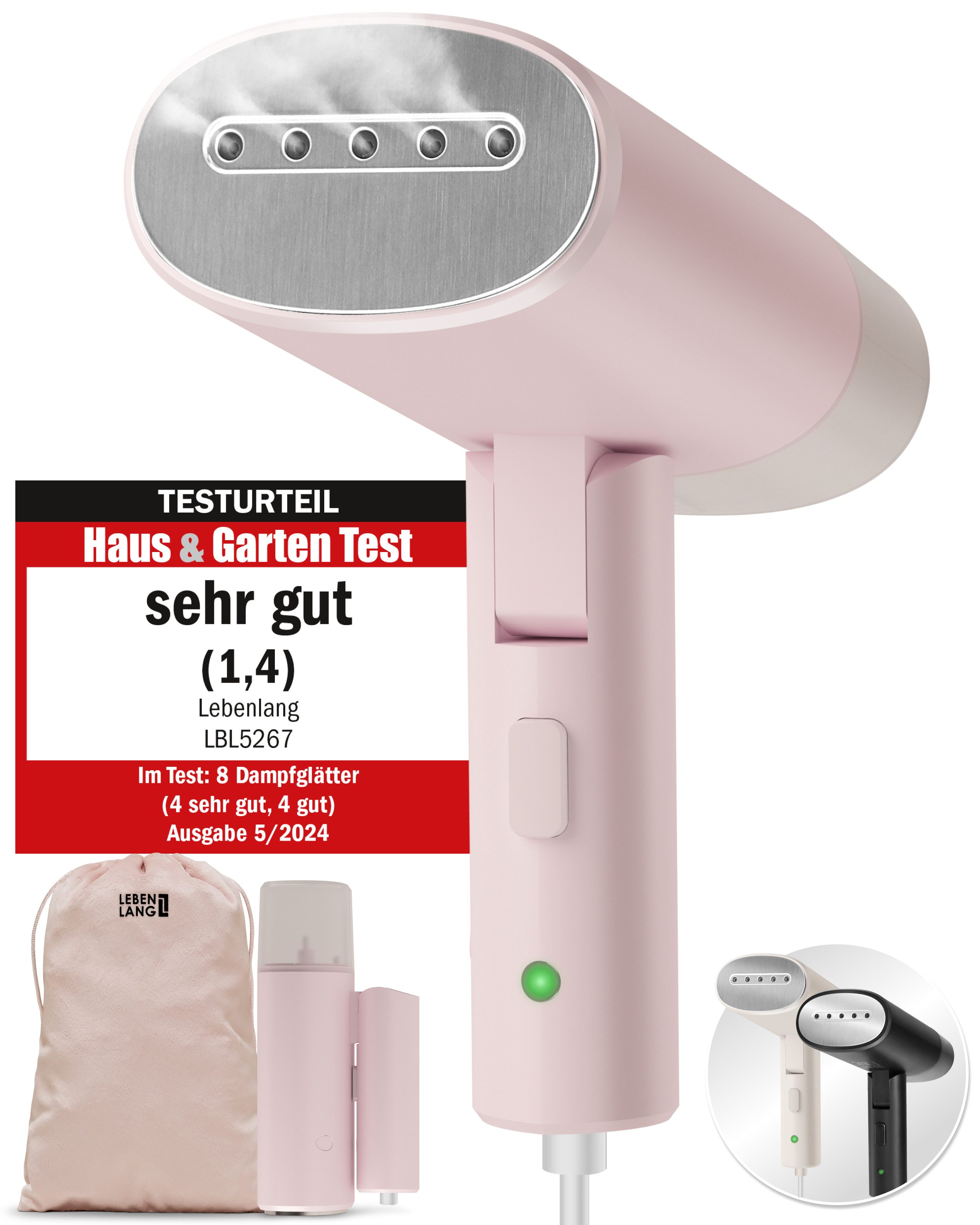 Lebenlang Reise-Dampfbügeleisen Travel Steamer, Mit 120ml Tank, Praktischer Reisebegleiter, 900,00 W, Kompakt & Faltbar