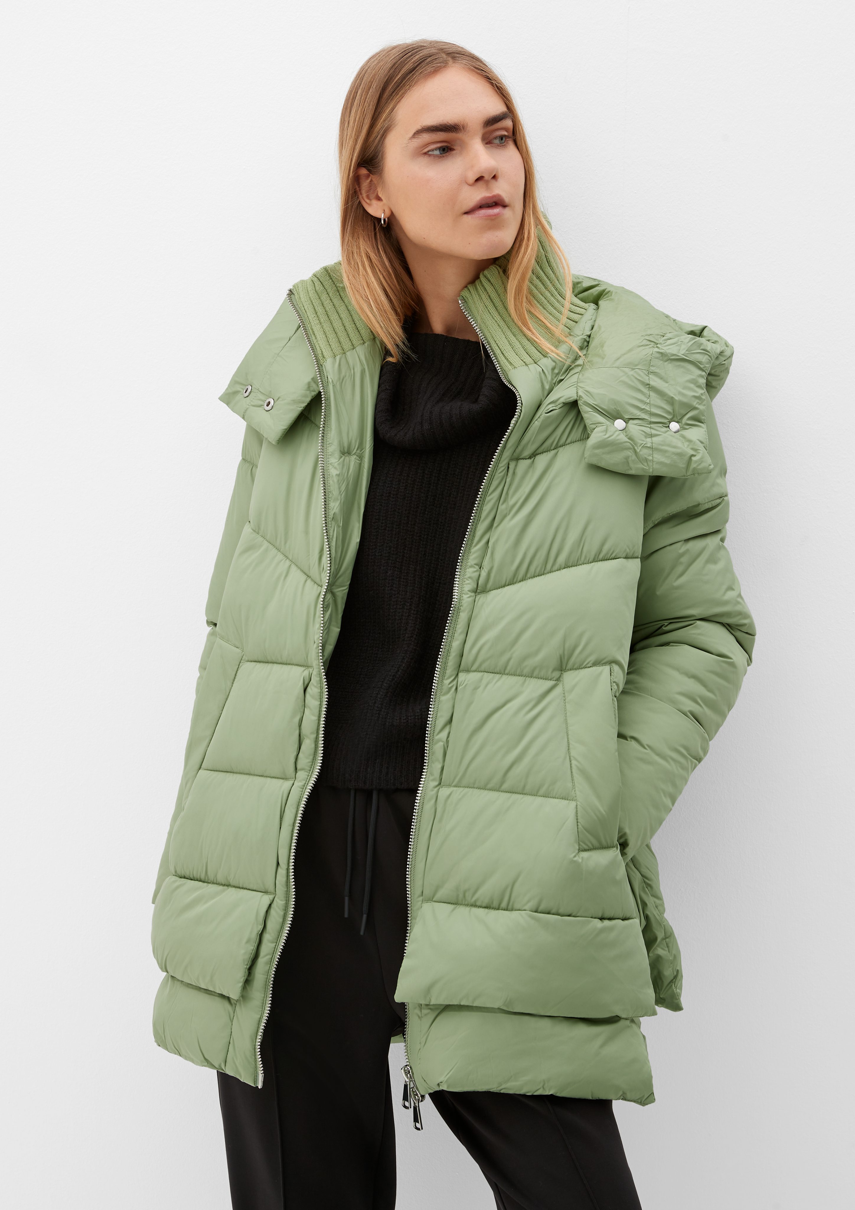 s.Oliver Outdoorjacke Oversize Steppjacke Reißverschluss light green