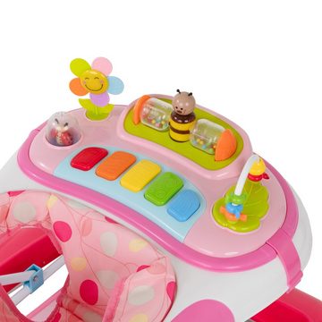 ib style Lauflernhilfe Little World Babywalker Rosa, Lauflernwagen mit Schaukelfunktion & elektronischem Spielelement