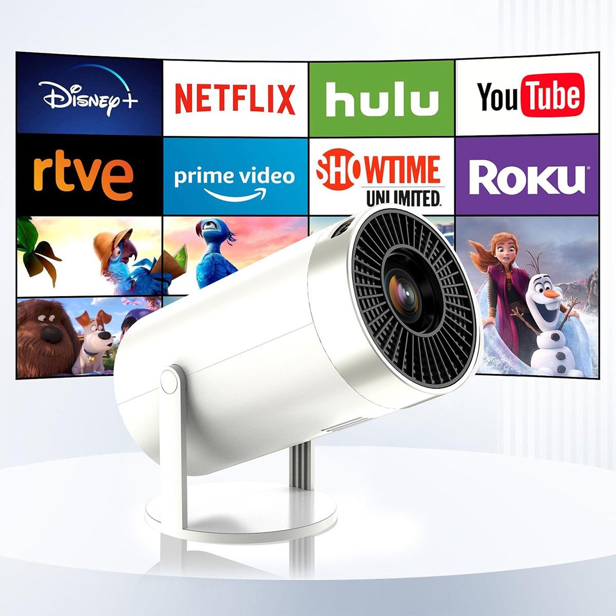 Welikera Mini Beamer,Beamer 4K Heimkino,1080P,für Telefon/TV-Stick/Laptop Mini-Beamer (Android 11-System,5G+2,4G,Wi-Fi 6,210°-Drehung)