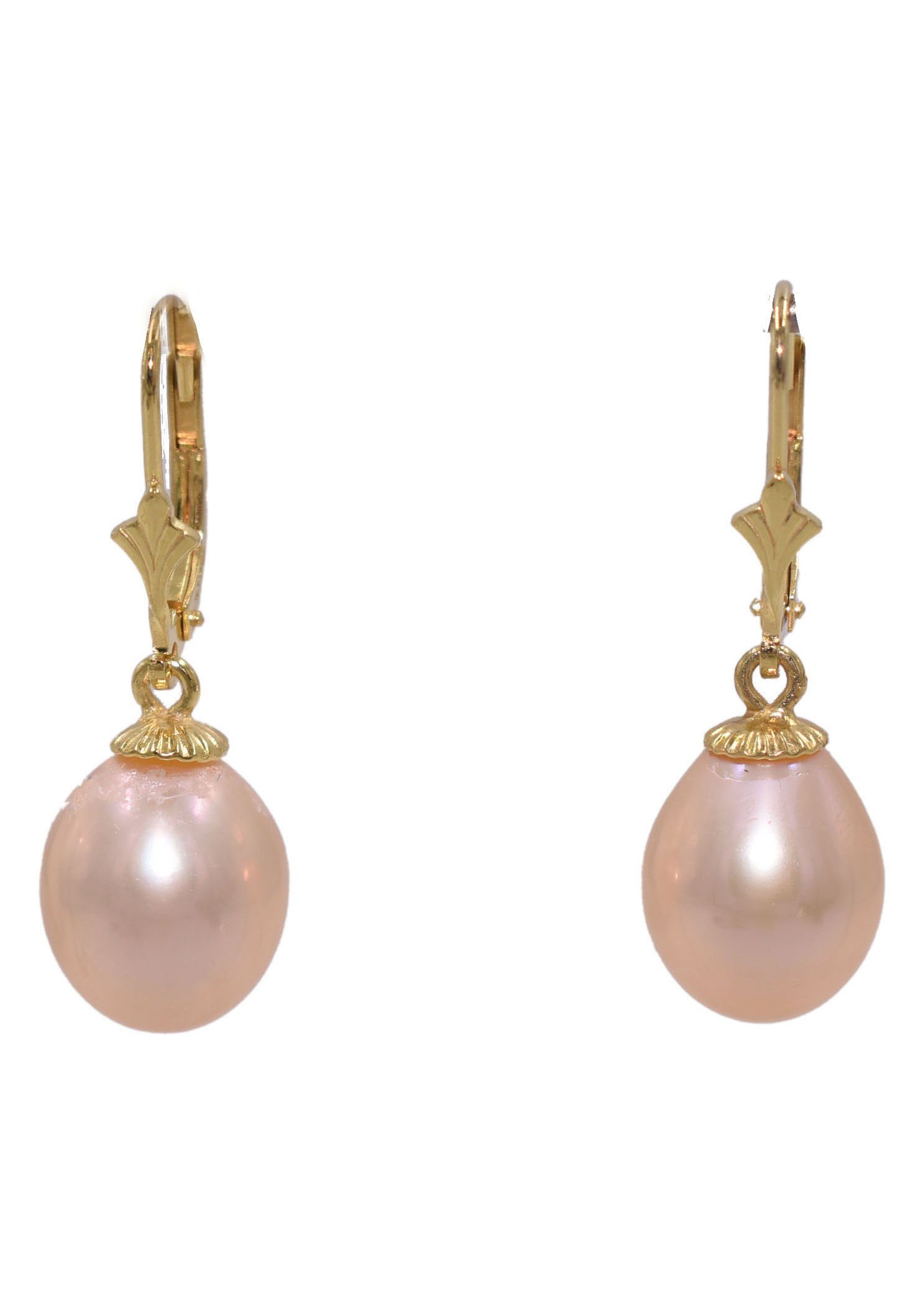 Firetti Paar Ohrhänger Schmuck Geschenk Ohrschmuck Patentbrisur Perlen, Made in Germany - mit Naturperle