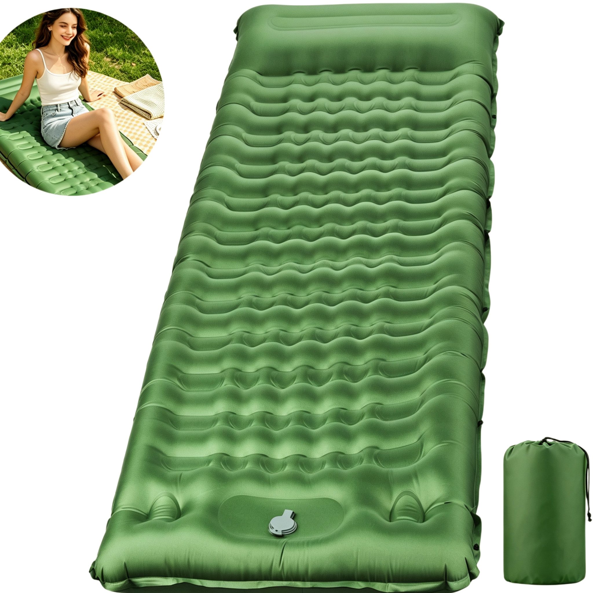 CkeyiN Isomatte Selbstaufblasende Campingmatte für Camping/Outdoor 185*60*10cm, (1-tlg), (für 1 Personen, 1-tlg), Campingmatratze Ultraleicht mit Kissen