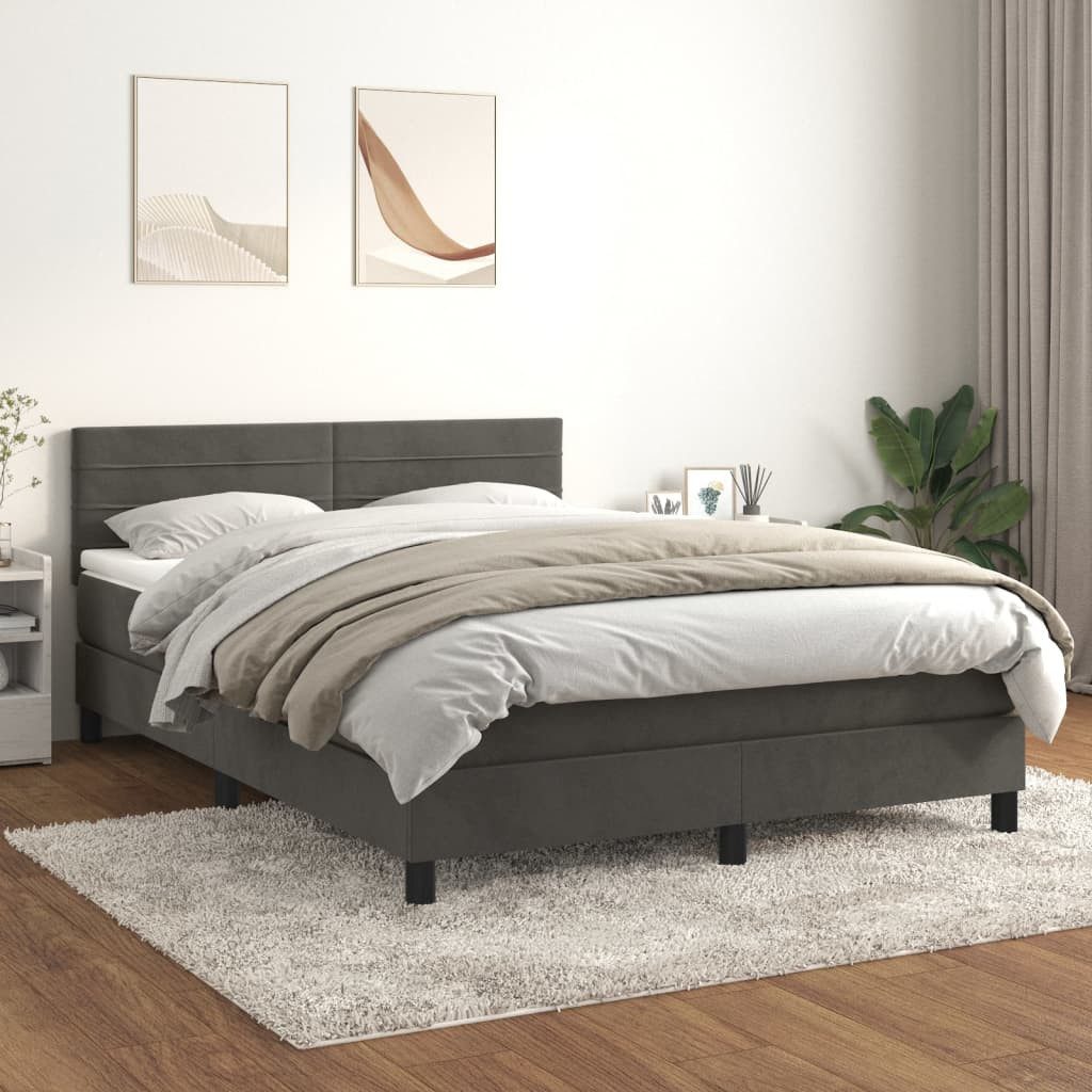 vidaXL Boxspringbett Boxspringbett mit Matratze Dunkelgrau 140x200 cm Samt günstig online kaufen