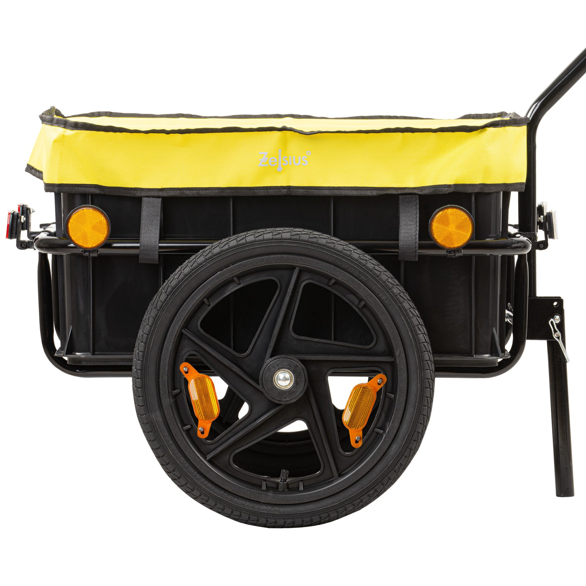 Zelsius bicycle cargo trailer with cover, transport trolley, bicycle cart, handcart, removable plastic box