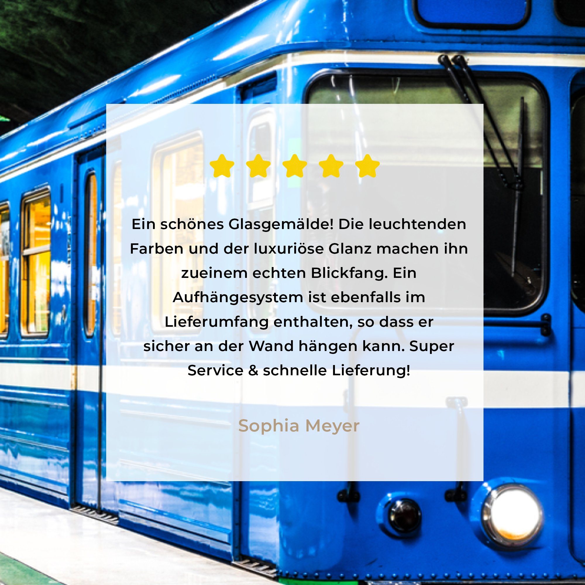 mit Zug, U-Bahn-Station Acrylglasbilder & blauem Wohnzimmer (1 Dunkle Acrylglasbild Schlafzimmer St), MuchoWow