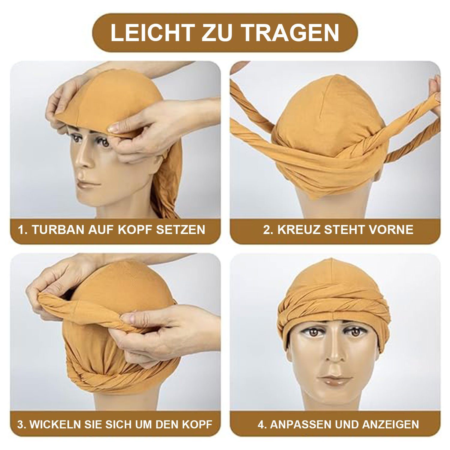 MAGICSHE Turbanmütze Herren Schlapphut Turban Kopfbedeckung, Turban Ethnic Hut, Gelb