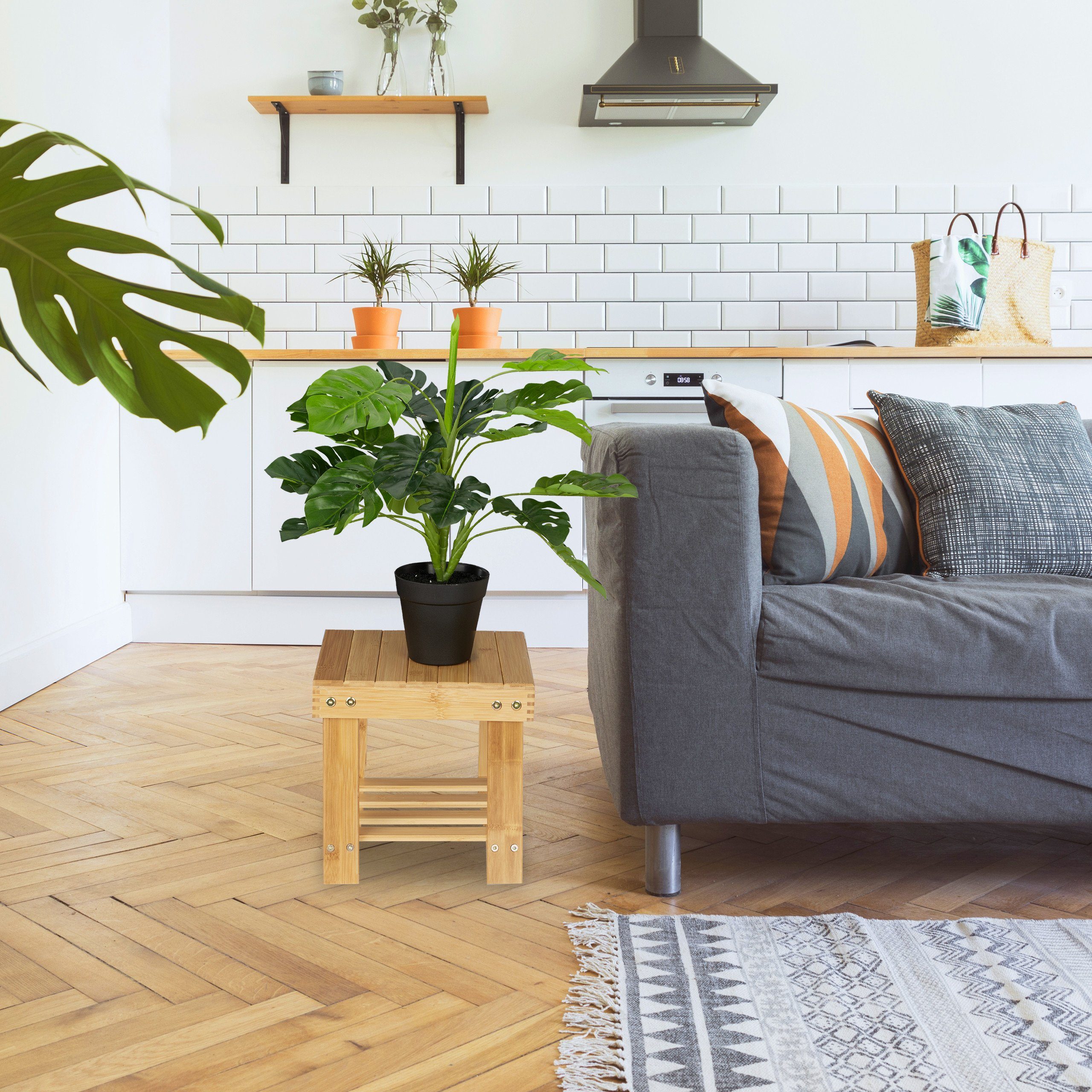 relaxdays Fußhocker Kleine Fußbank aus Bambus günstig online kaufen