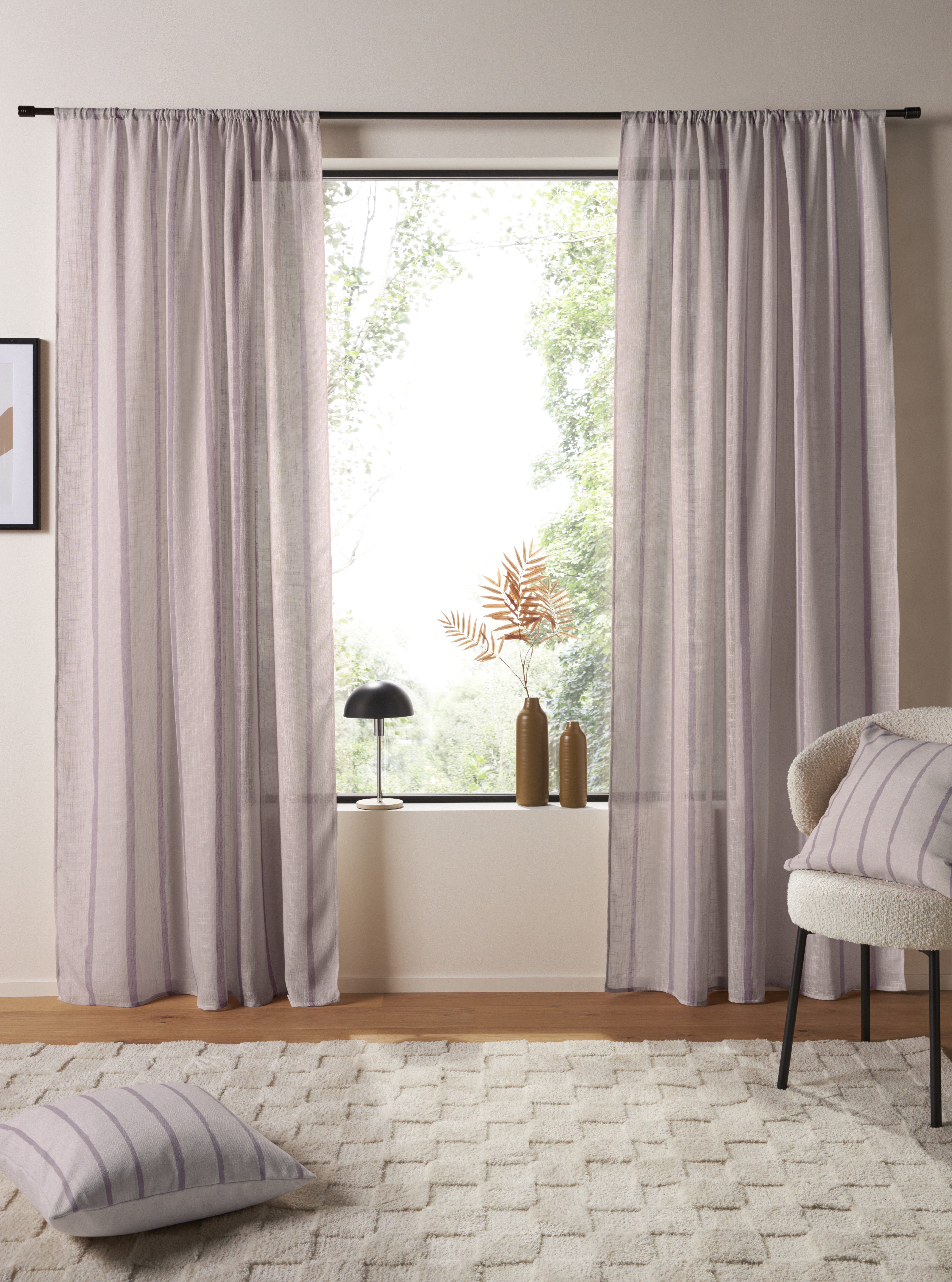 LeGer Home by Lena Gercke Gardine Zayla (1 St), Stangendurchzug, halbtransparent, Leinenoptik, Längsstreifen, Stangendurchzug, leichtes Material