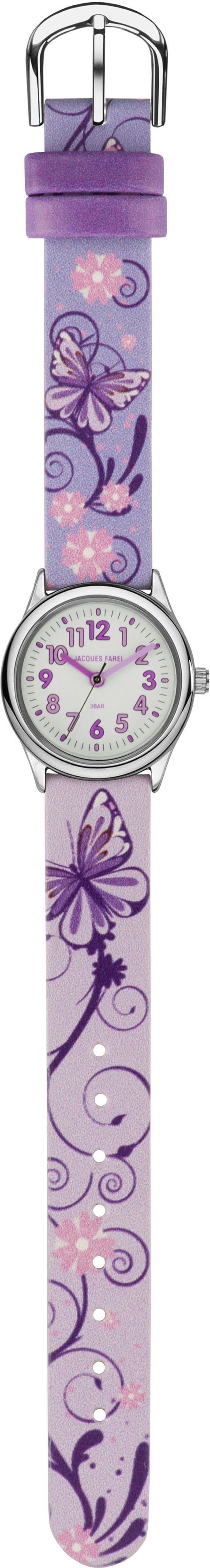 Jacques Farel Quarzuhr Kinderuhr Schmetterling, HCC 435, Kinderuhr, Mädchenuhr, Schmetterling, ideal auch als Geschenk