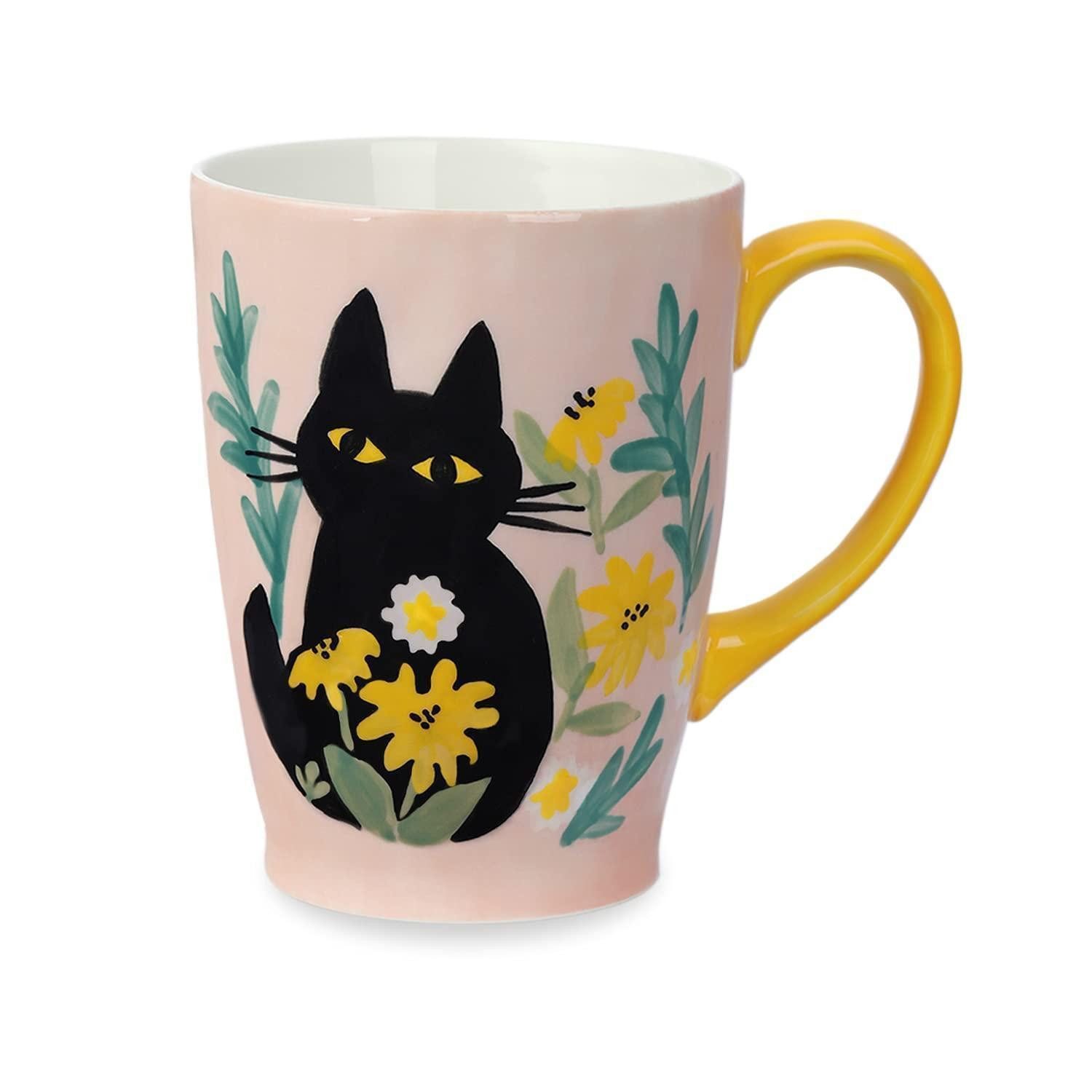 LuxusKollektion Tasse Tasse Katze Keramik Gross 600ml Handbemalt Mit Henkel, Keramik
