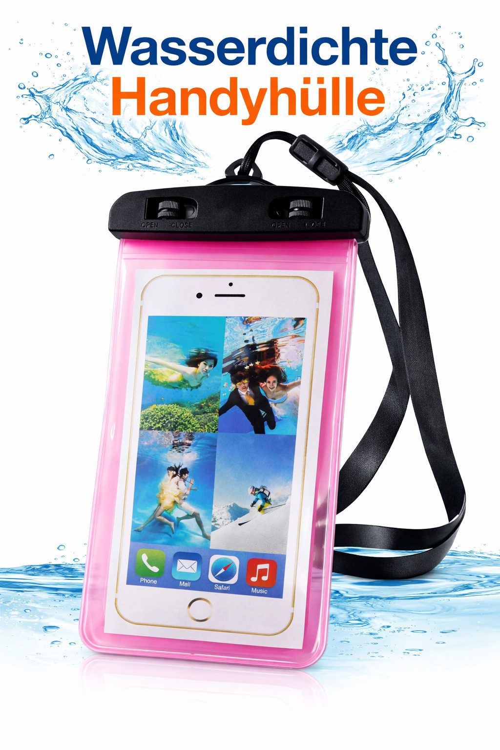 Illes-Laedchen Handyhülle wasserdichte Handyhülle Smartphone Schutzbeutel Handytasche, Universal - IPX8 - 7 Farben zur Auswahl - bis 6,7 Zoll Smartphonegröße