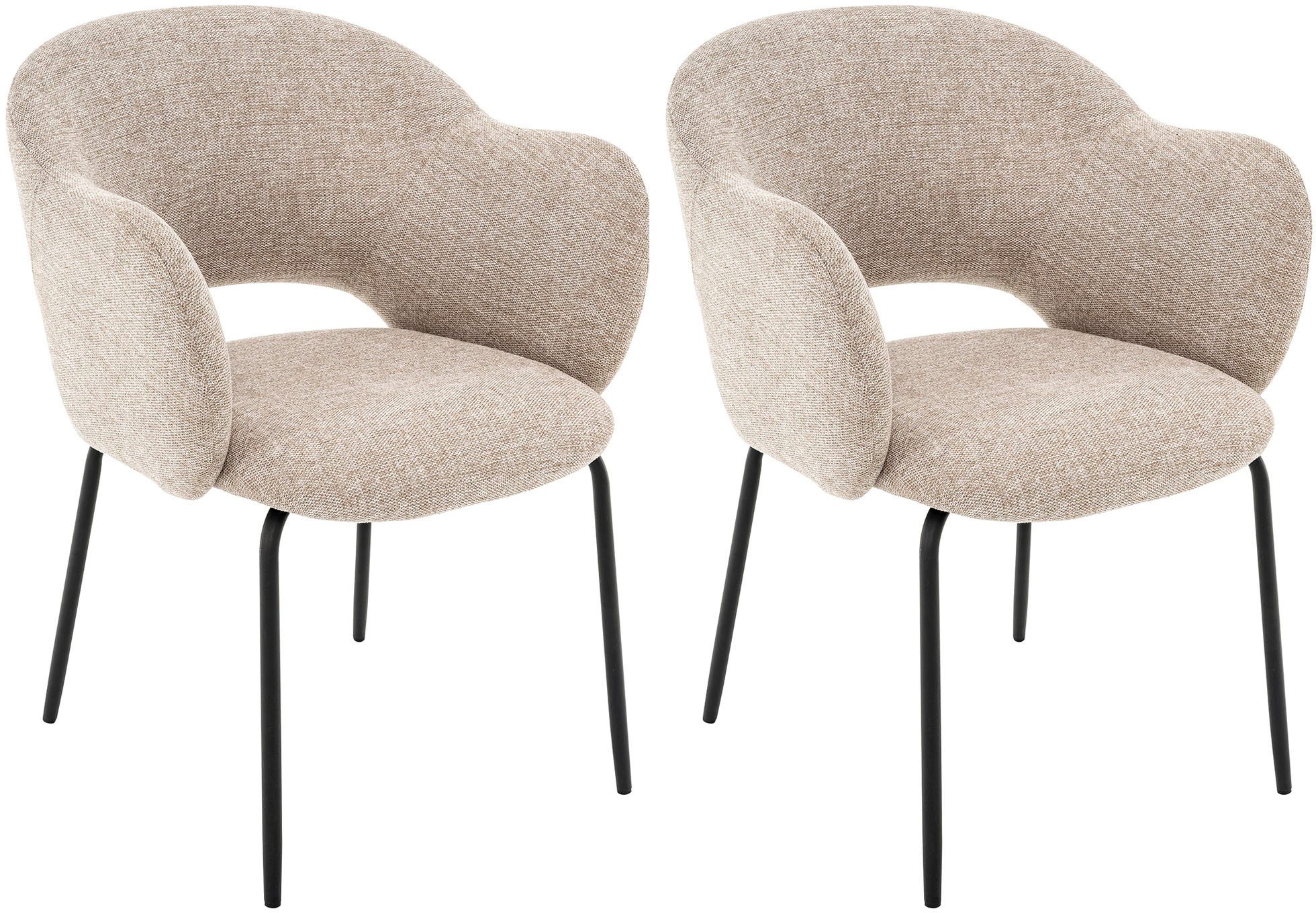 OTTO home Esszimmerstuhl Friedaa (Set, 2 St), mit schwarzen Metallbeinen, W günstig online kaufen