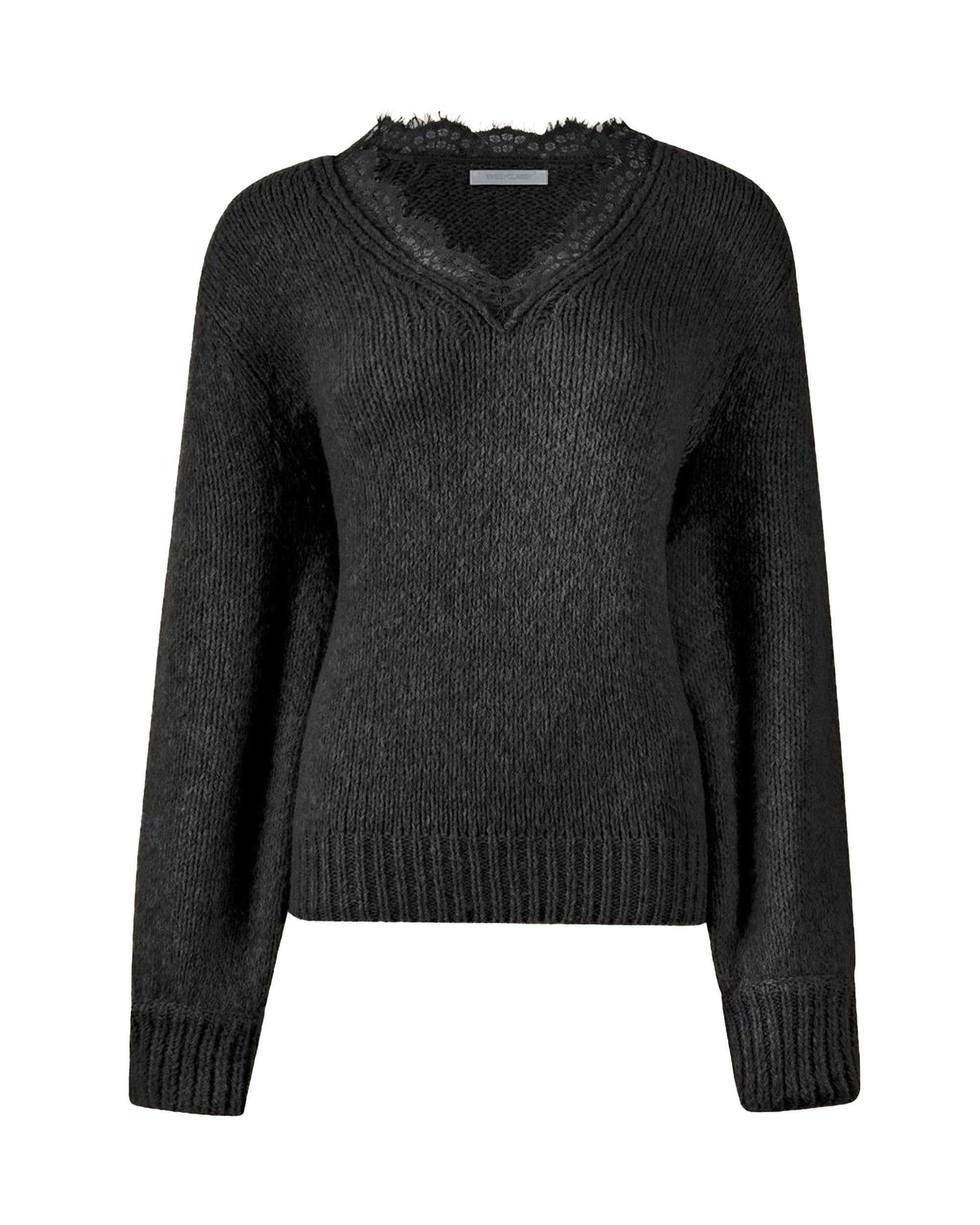 Sweatshirt Pullis Mit Ausschnitt Sweater Eleganter Schwarzer Pulli