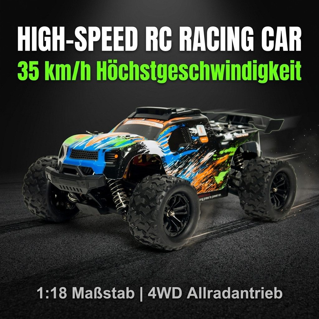 Rolipo RC-Auto RC-Auto 1/18 Ferngesteuertes Auto 2.4GHz, 4WD, 40km/h 1811 (1-tlg), 32-35 km/h Akku Offroad Truck mit Stoßschutz für Kinder & Erwachsene