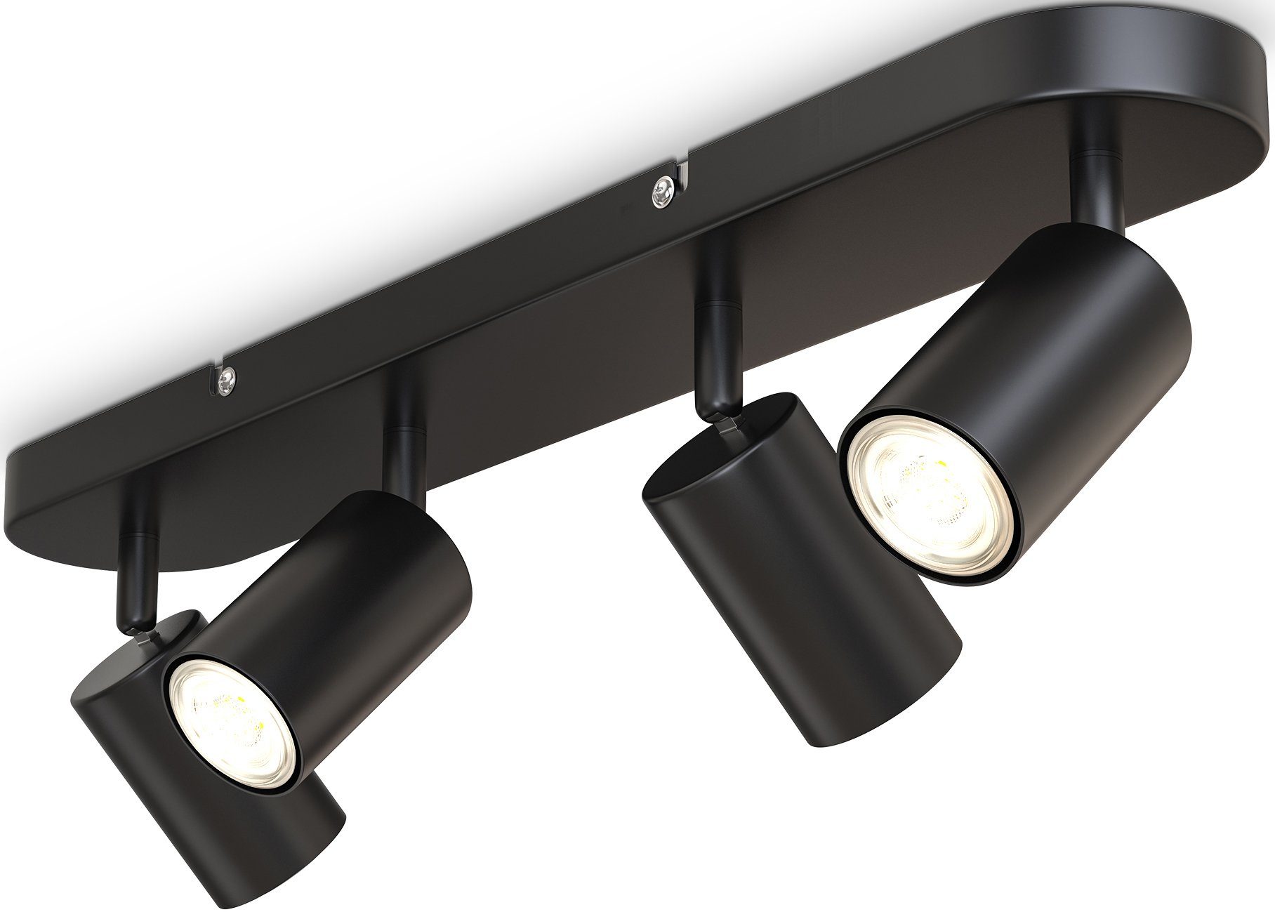 B.K.Licht Deckenspots, ohne Leuchtmittel, 4-flammige Spotlampe,schwenkbar, drehbar, schwarz, ohne Leuchtmittel | Deckenstrahler