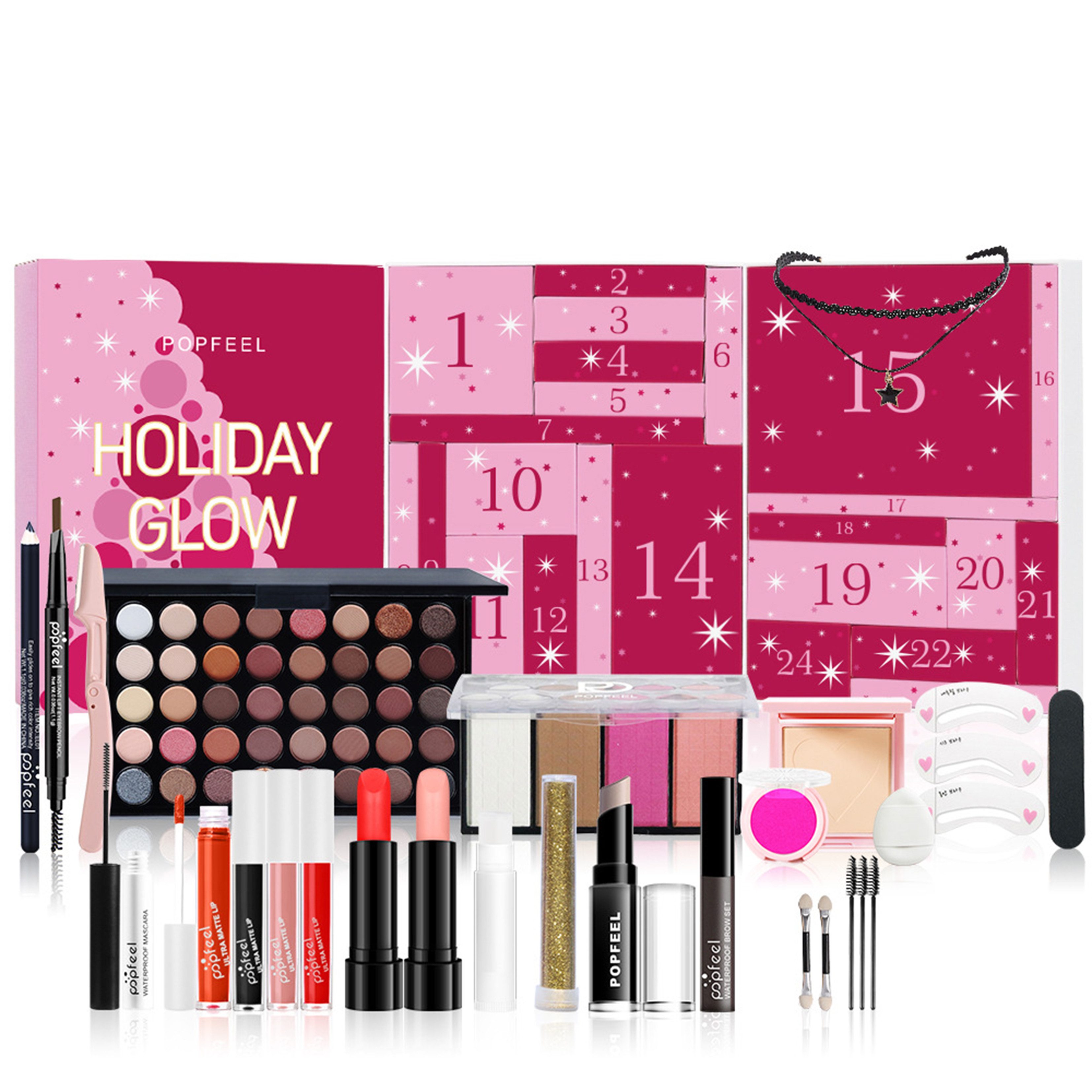 KINSI Kosmetik-Set 24 Türchen Make‑up Geschenkset, komplettes Kosmetik‑Set für Damen, Weihnachts‑Beauty‑Geschenk