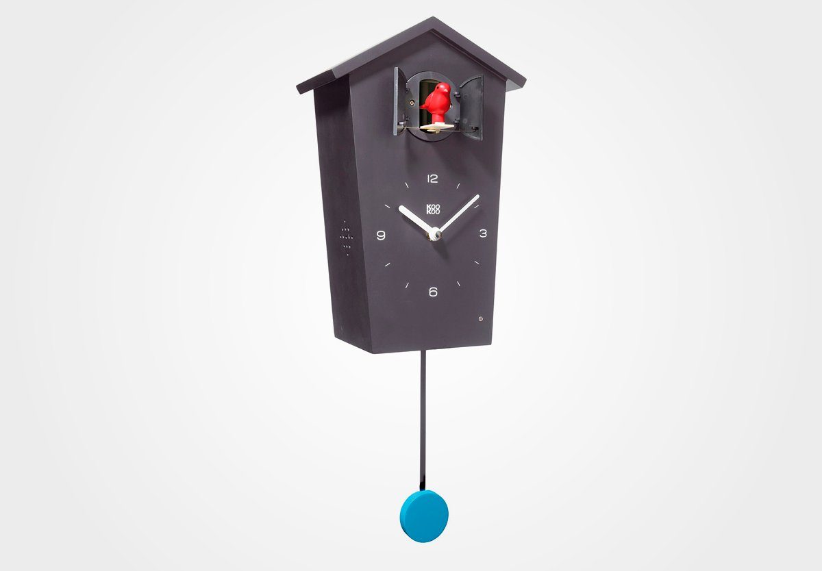 Schwarz Pendelwanduhr BirdHouse KOOKOO