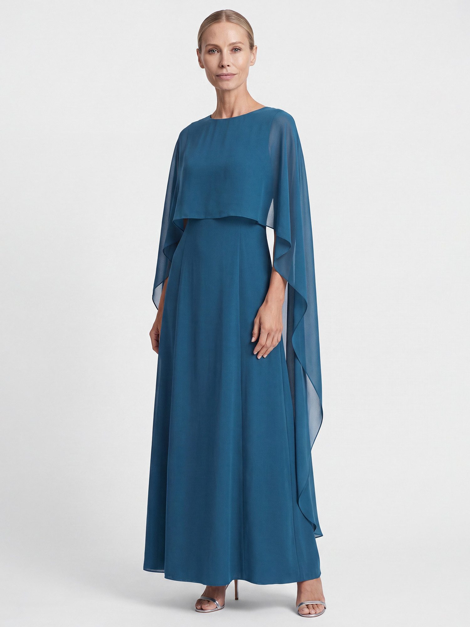 Apart Chiffonkleid mit Chiffon-Cape