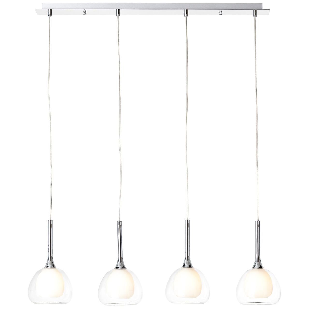 Brilliant Pendelleuchte Hadan, Lampe Hadan Pendelleuchte 4flg chrom/weiß-transparent 4x D45, E14, 4 | Pendelleuchten