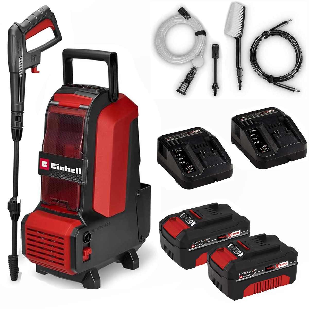 Einhell Akku-Druckreiniger Akku-Hochdruckreiniger HYPRESSO 36/105 18V, 105 bar. 2 x Akku 4.0 Ah