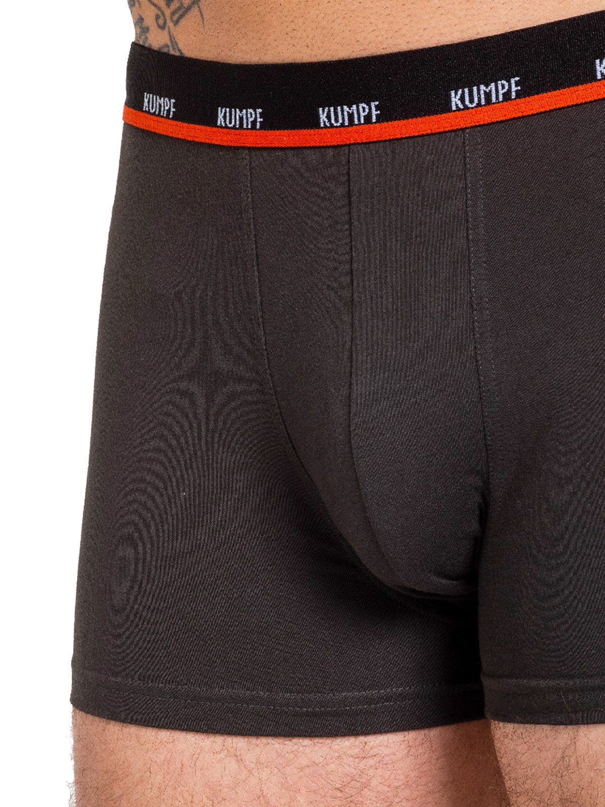 Gummibund Pants Cotton 3er 3-St) Retro Herren mit schwarz-grau KUMPF (Packung, Materialmix Stretch Pants Pack