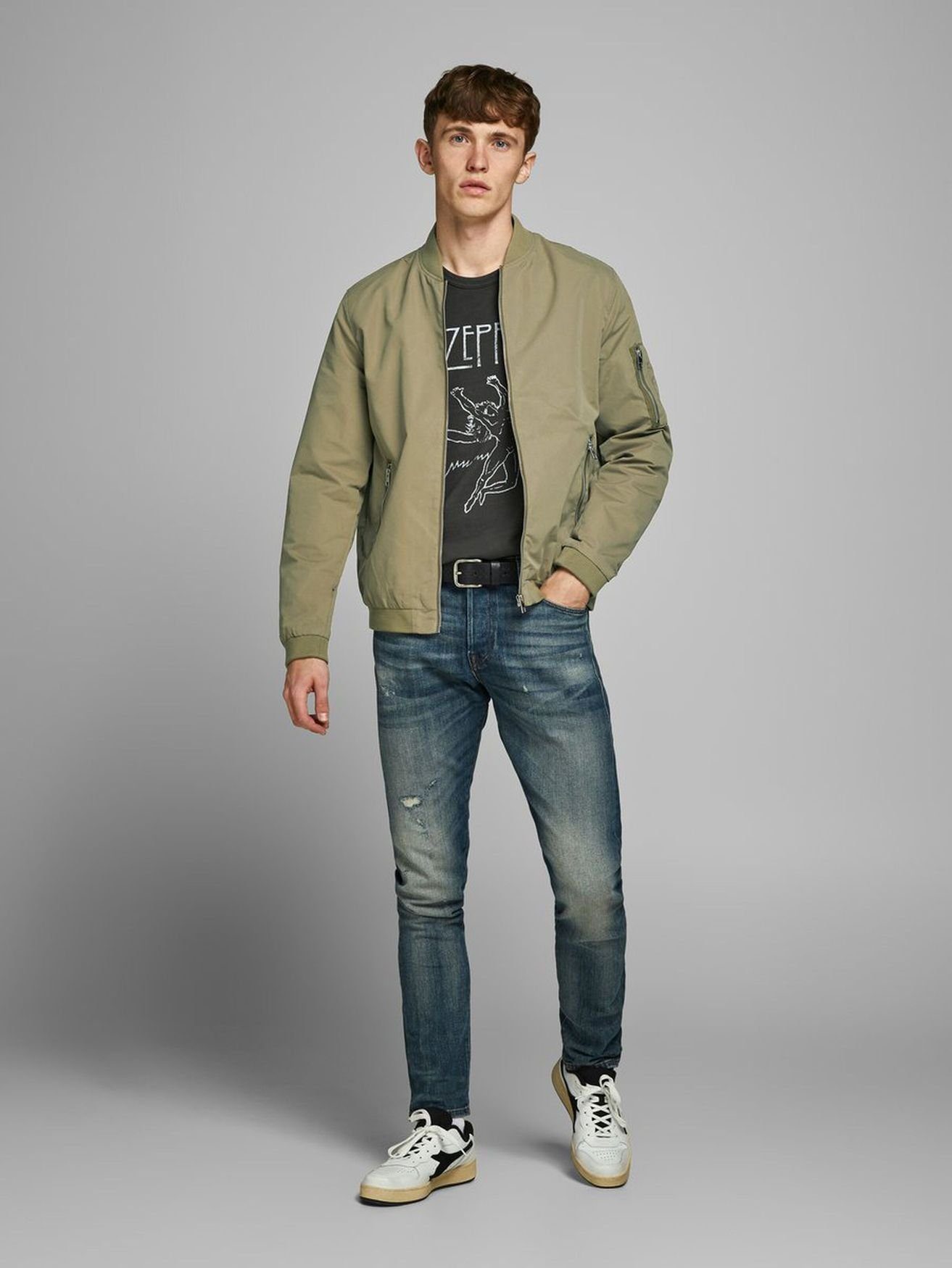 Blouson Jacke JJERUSH Übergrößen Jones Plus Große Bomber Jack in & Size Grün-2 4382 Leichte