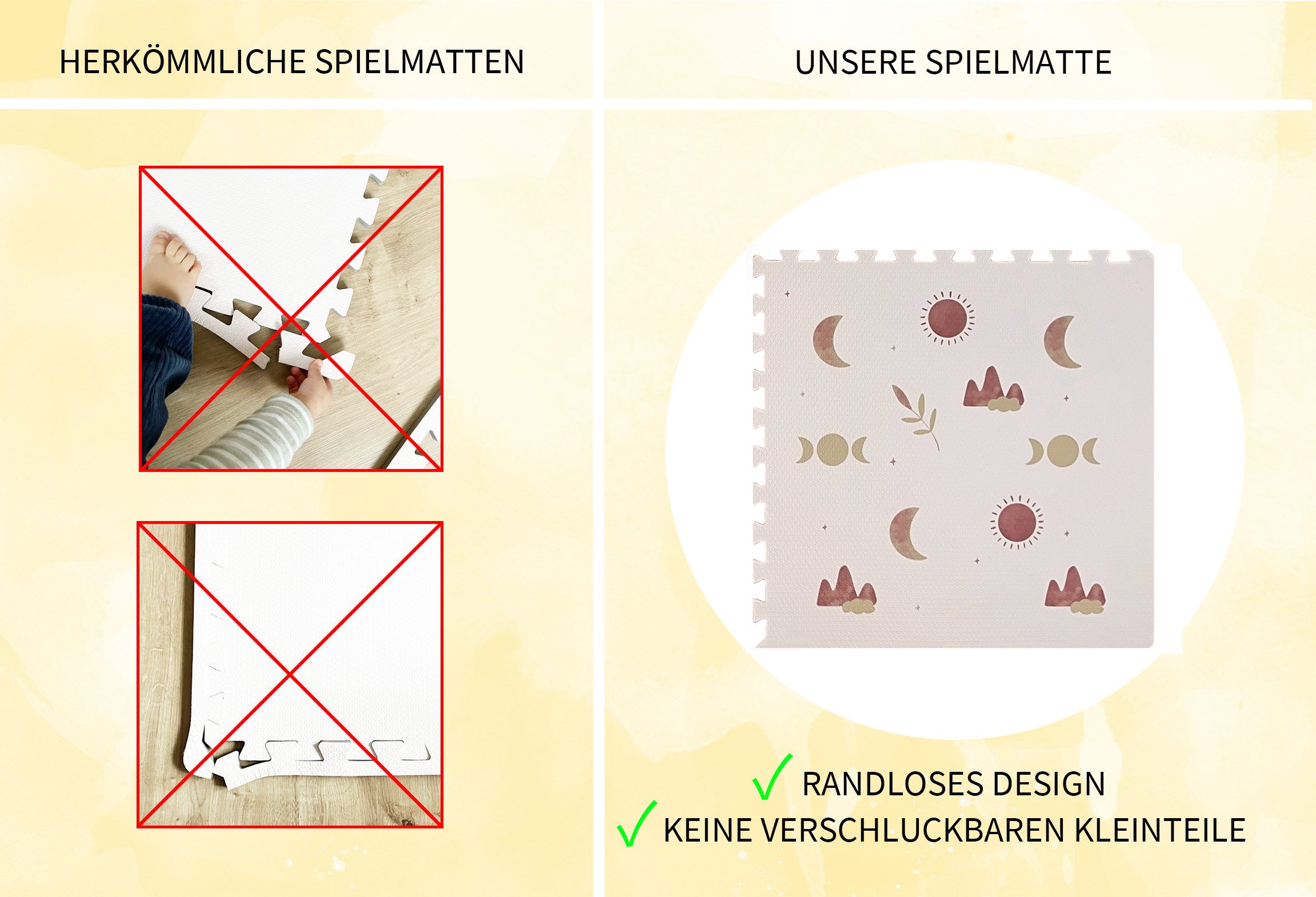 Little Lemon Spielmatte Moon, randlose Krabbelmatte - Puzzlematte für Babys und Kinder