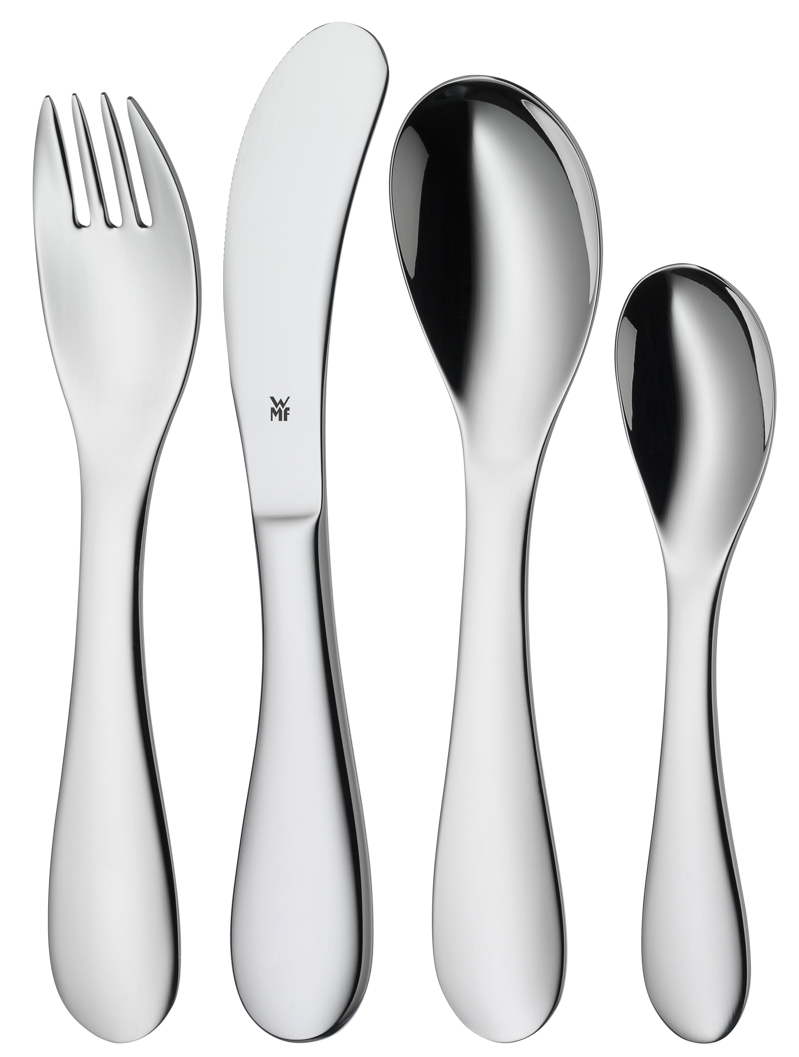 WMF Kinderbesteck Knuddel (4-tlg), 1 Personen, Cromargan® Edelstahl Rostfrei 18/10, ab 3 Jahren, hygienisch, säurefest
