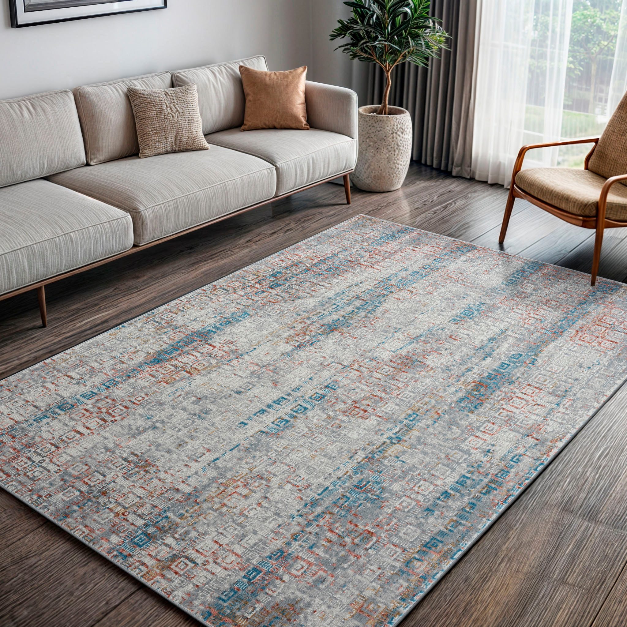 OTTO home Teppich Myrah, rechteckig, Höhe: 8 mm, Kurzflor, modernes Design, pflegeleicht, Wohnzimmer