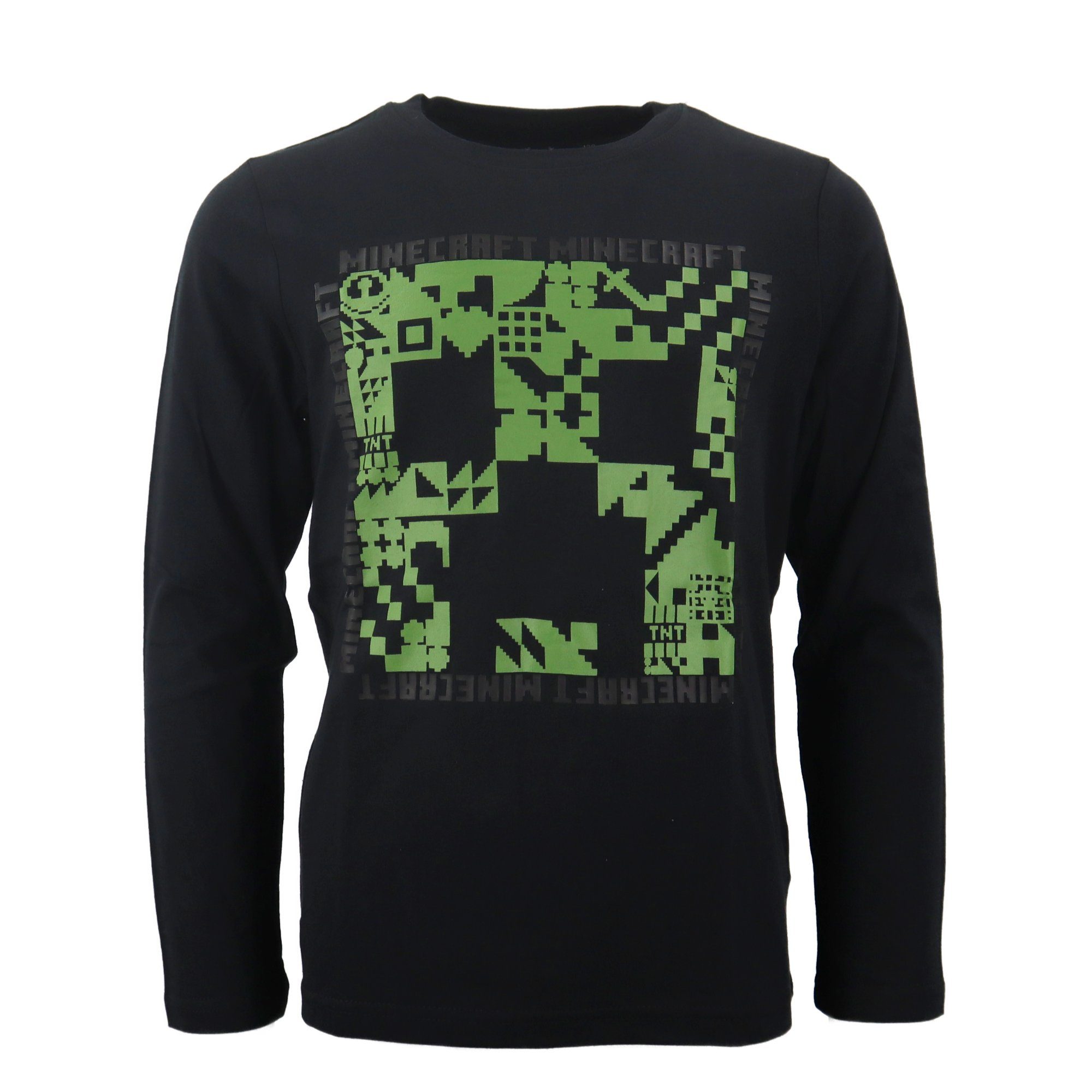 Minecraft Langarmshirt Shirt Minecraft 100% 128 Kinder Creeper 152, Gr. bis Jungen Baumwolle