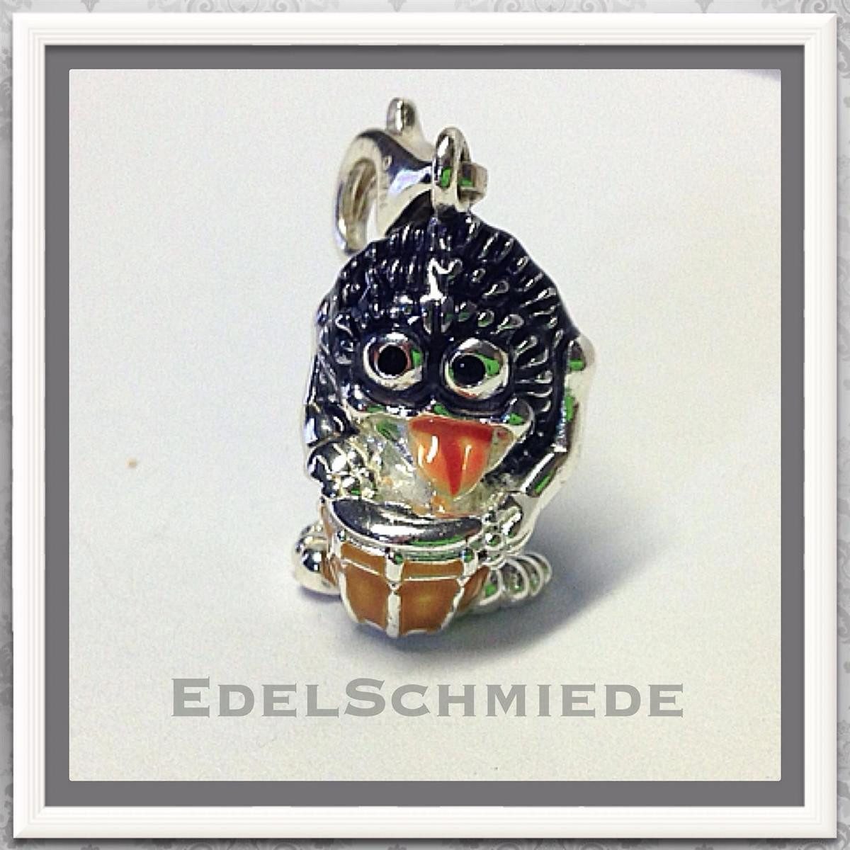 Charm-Einhänger Edelschmiede925 Charm Anhänger 925 Silber freches Musik Monster