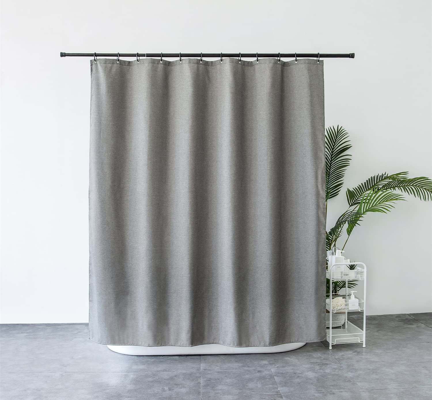 M&W DAS DESIGN Duschvorhang Shower curtains Anti schimmel Waschbar Mit gewicht Schwer Leinen grau Breite 180 cm