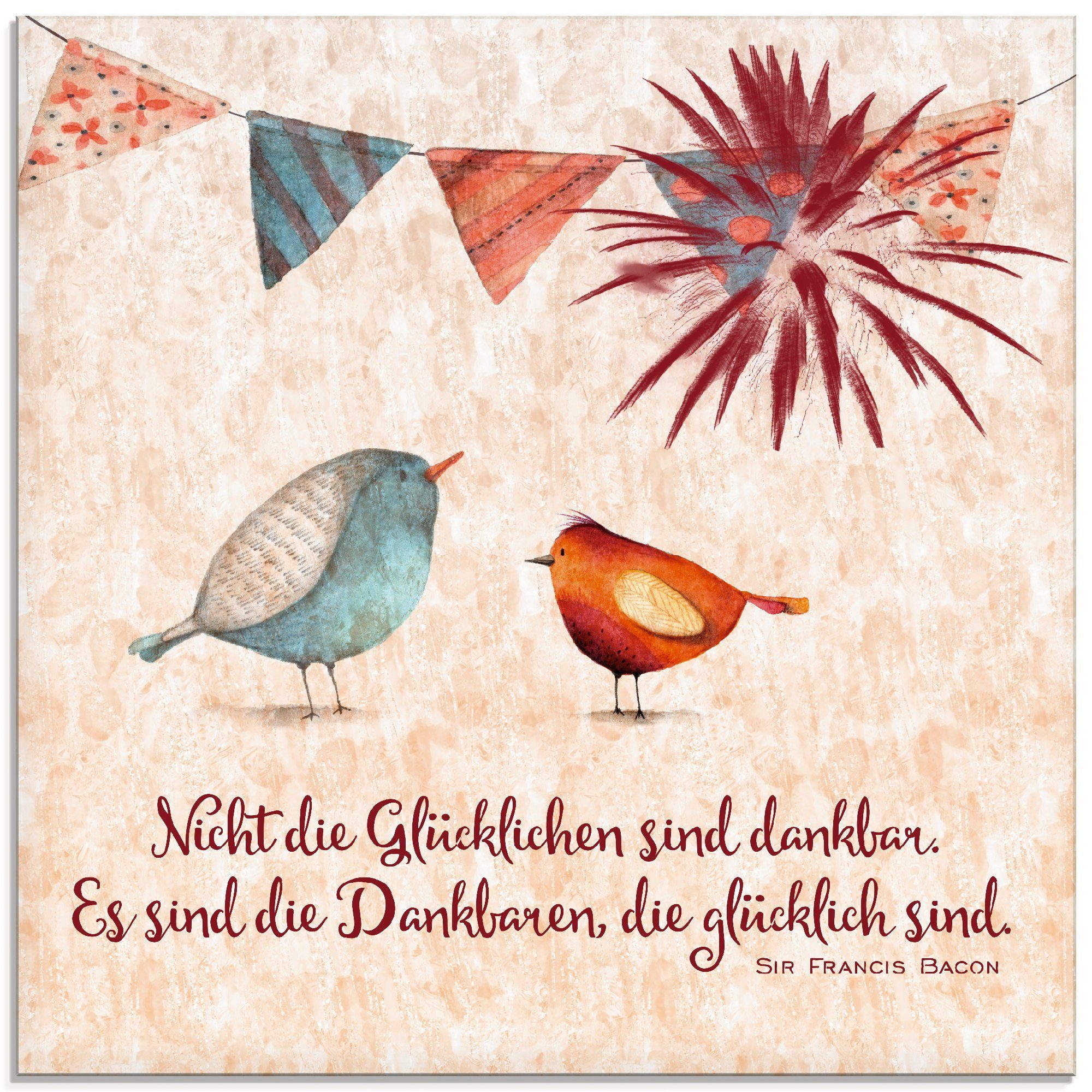 Glasbild Lebensweisheit Glücklich
