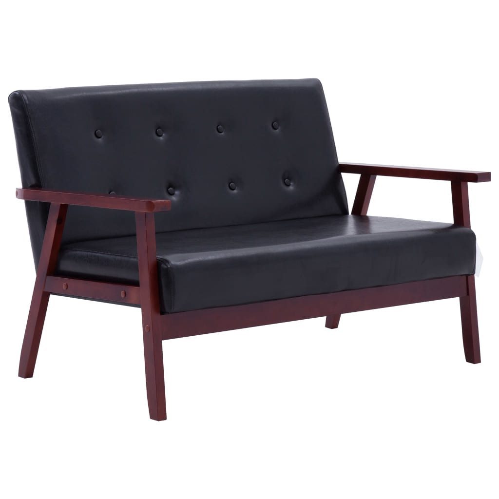 vidaXL Sofa 2-tlg. Sofagarnitur Schwarz Kunstleder günstig online kaufen
