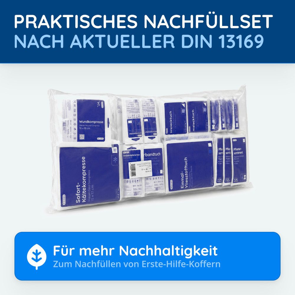 FLEXEO Erste-Hilfe-Koffer Nachfüllset DIN 13169, (1 St), Verbandsmaterial zum Auffüllen des Notfallkoffers