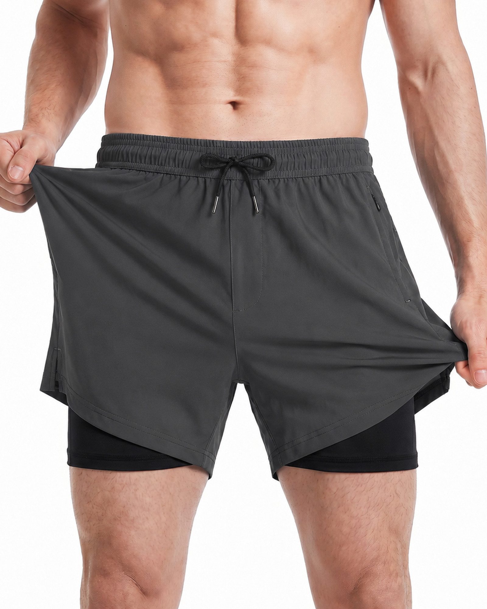 MaaMgic Shorts Herren Stretch kurze Hose Männer Badehose mit Reißverschlusstaschen (1-tlg)
