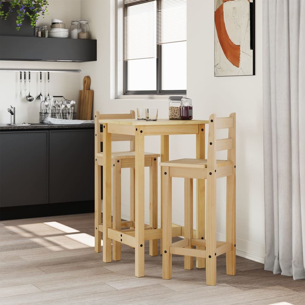 vidaXL Essgruppe 3-tlg. Bar-Set Massivholz Kiefer, (1-tlg)