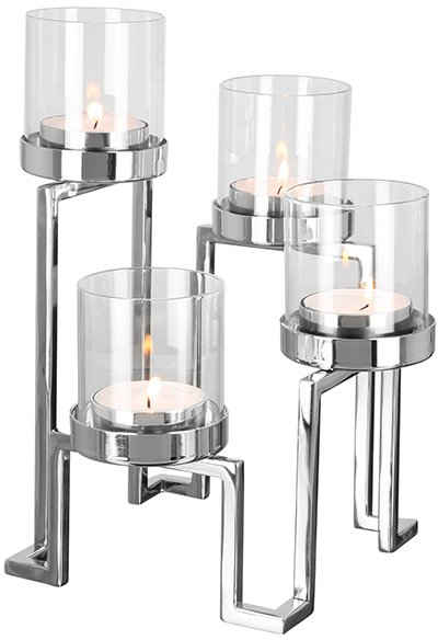 Fink Kerzenhalter GRANT, Weihnachtsdeko (1 St), aus Edelstahl und Glas, 4-flammig, Adventsleuchter