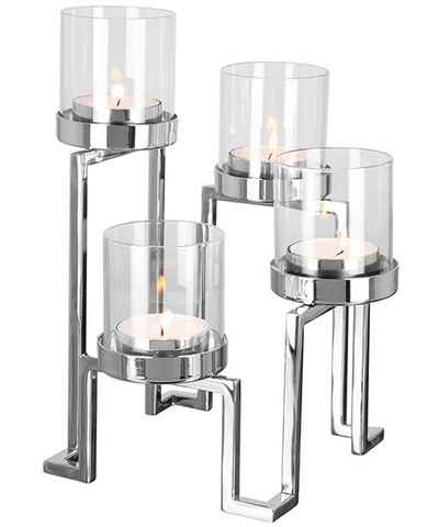 Fink Kerzenhalter GRANT, Weihnachtsdeko (1 St), aus Edelstahl und Glas, 4-flammig, Adventsleuchter